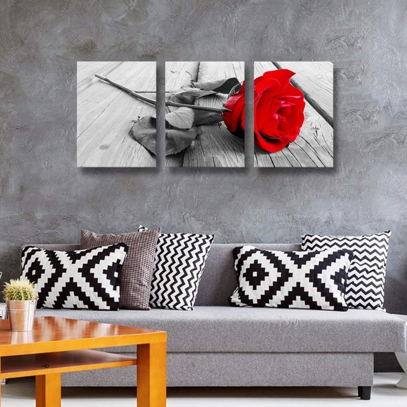 ARS Canvas Print Wall Art Painting for Living Room Decor and Painting Wall Art Decor Framed Wall Decor Artwork Office Art Ready to Hang for Home Decor (12x16inches3pcs, Pink Rose Flower) - Image 5