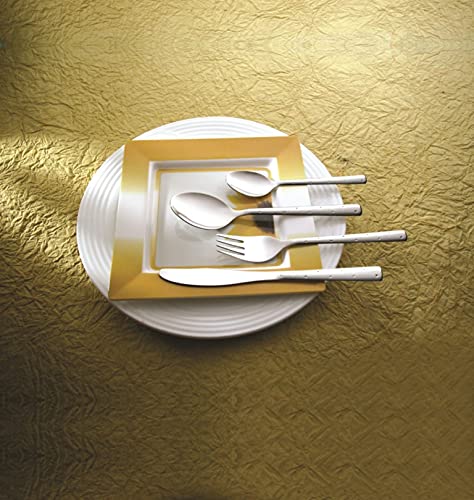 SHAPES Feast Premium Silver Stainless Steel Cutlery Set - 24 Pieces | Rust-Resistant, Dishwasher Safe, Elegant Design | Ideal for Home and Restaurant Use, Perfect for Family Meals with Stand - Image 3
