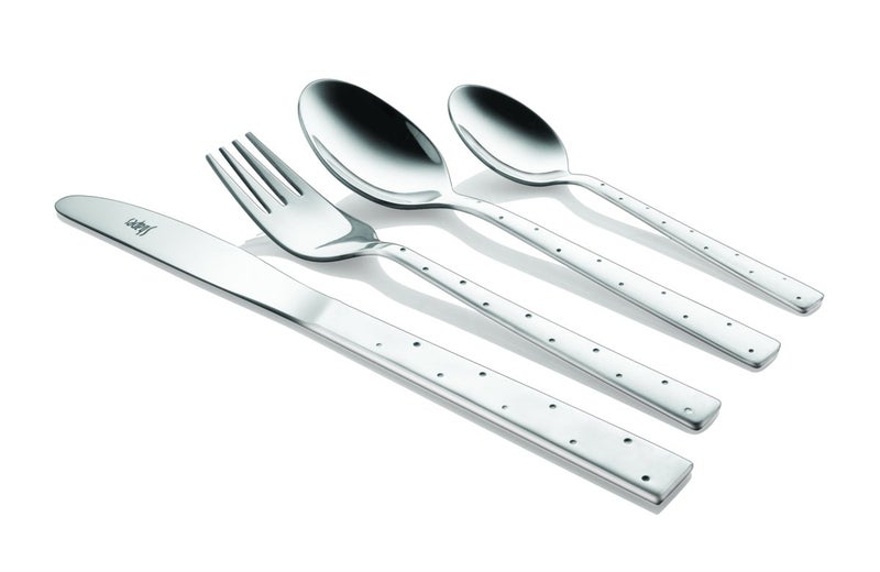 SHAPES Feast Premium Silver Stainless Steel Cutlery Set - 24 Pieces | Rust-Resistant, Dishwasher Safe, Elegant Design | Ideal for Home and Restaurant Use, Perfect for Family Meals with Stand - Image 2