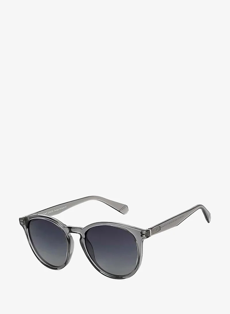 فينسينت تشيس Vincent Chase By Lenskart | Mirage Full Rim Round Frame Polarized & UV Protected Sunglasses VC S13972 - 51mm - Grey