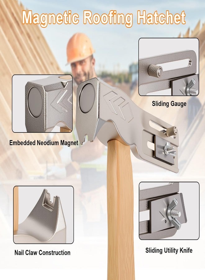 VINGVO Magnet Roofing Hatchet Hammer Tool for Roofing, Multi Function Magical Roofing Tool for Fast Installing of Roofing Nails and Felt Hats, Accessory for House Repairing - Image 4