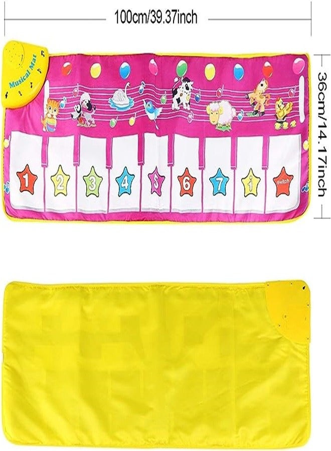 Goolsky Music Toys, Kids Musical Mat, Music Keyboard Piano Mat Dance Floor Mat Carpet, Baby Touch Playmat Animal Blanket Early Educational Toy for Kids Toddler Girls Boys (39.5"x14")
