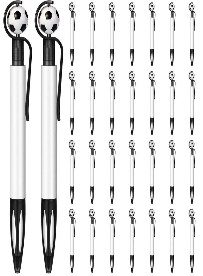 Chinco 30 Pcs Soccer Party Favors Soccer Pen Bulk 1.0 mm Football Black Ballpoint Pens Retractable Medium Point for Office School Supplies Students Gifts - Image 1