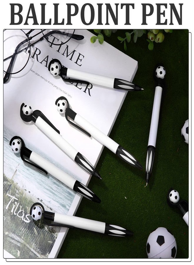 Chinco 30 Pcs Soccer Party Favors Soccer Pen Bulk 1.0 mm Football Black Ballpoint Pens Retractable Medium Point for Office School Supplies Students Gifts - Image 2