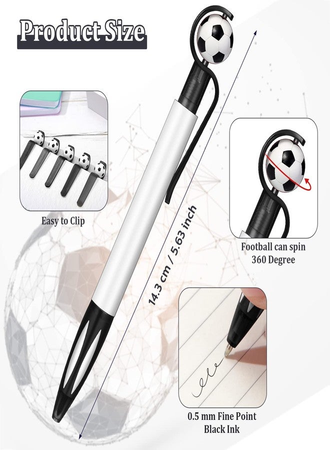 Chinco 30 Pcs Soccer Party Favors Soccer Pen Bulk 1.0 mm Football Black Ballpoint Pens Retractable Medium Point for Office School Supplies Students Gifts - Image 3