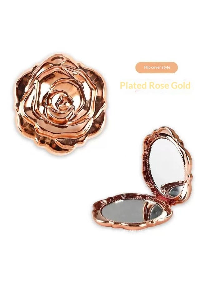 Portable Folding Rose Makeup Mirror, Mini Double-Sided HD Pocket Mirror with Flip Cover for Travel & Daily Use - Image 1