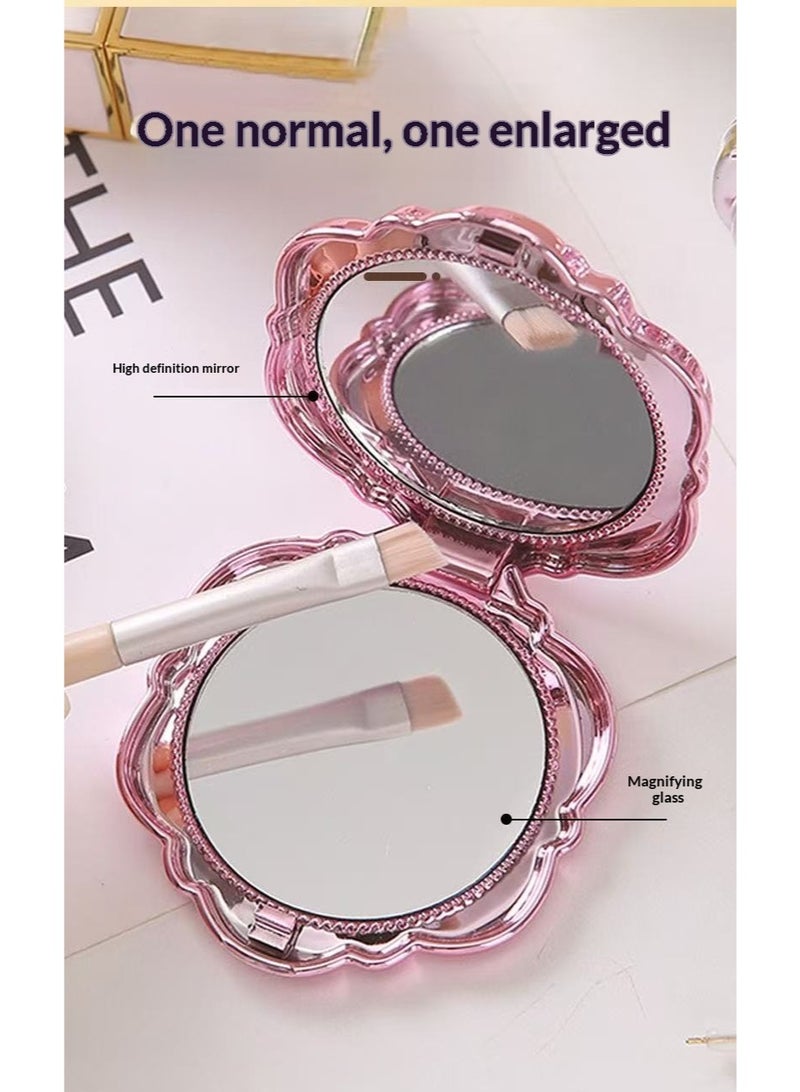 Portable Folding Rose Makeup Mirror, Mini Double-Sided HD Pocket Mirror with Flip Cover for Travel & Daily Use - Image 3