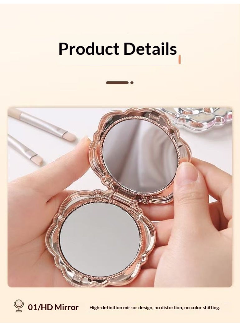 Portable Folding Rose Makeup Mirror, Mini Double-Sided HD Pocket Mirror with Flip Cover for Travel & Daily Use - Image 4