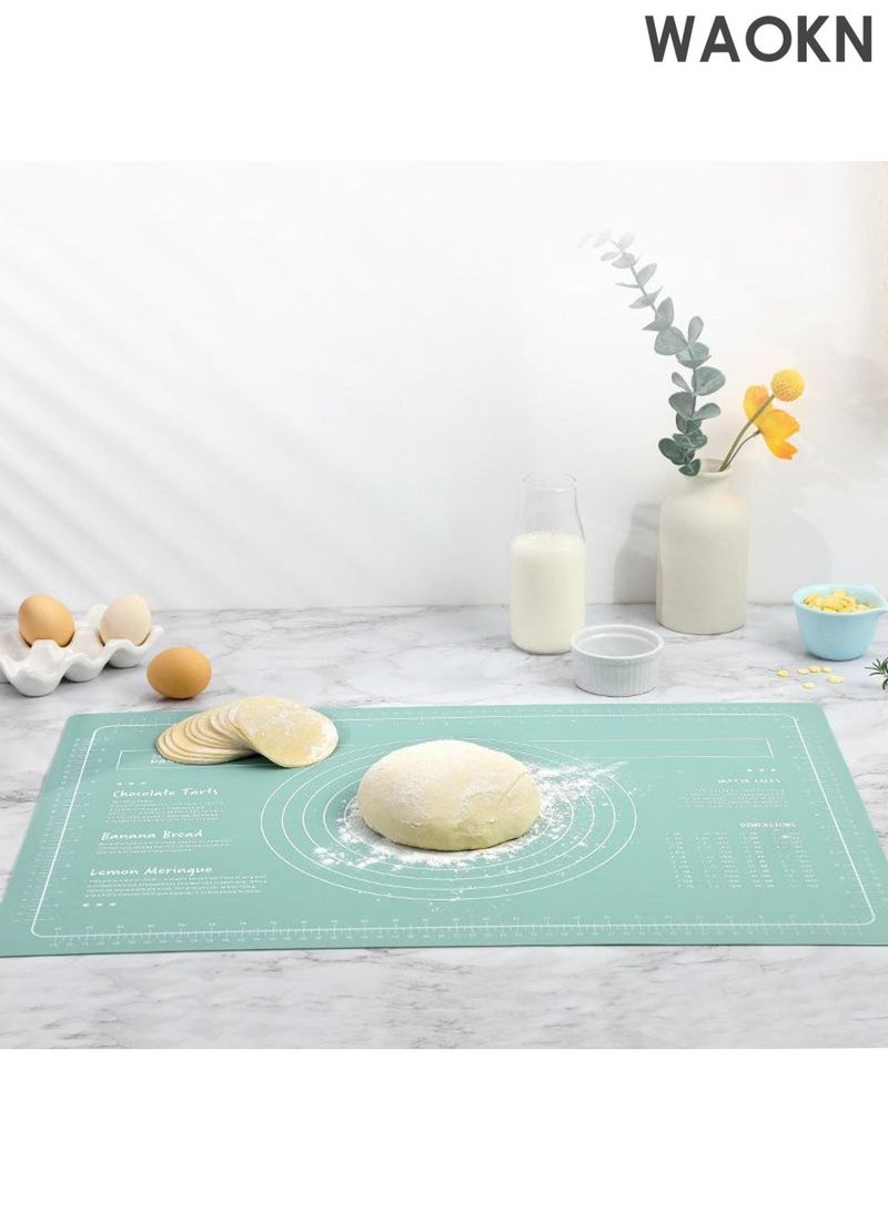 دبليو أيه أو كي أن مجموعة وسادة الخبز المصنوعة من السيليكون مع دبوس دوار قابل لإعادة الاستخدام، وسادة خبز غير لاصقة، وسادة خبز من السيليكون الصالحة للطعام لصنع الكعك والمعكرونة، مجموعة دبابيس العجين المصنوعة من السيليكون، مواد صحية وآمنة. - Image 3