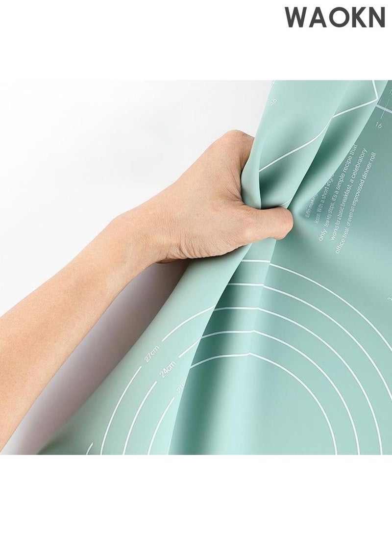 دبليو أيه أو كي أن مجموعة وسادة الخبز المصنوعة من السيليكون مع دبوس دوار قابل لإعادة الاستخدام، وسادة خبز غير لاصقة، وسادة خبز من السيليكون الصالحة للطعام لصنع الكعك والمعكرونة، مجموعة دبابيس العجين المصنوعة من السيليكون، مواد صحية وآمنة. - Image 4