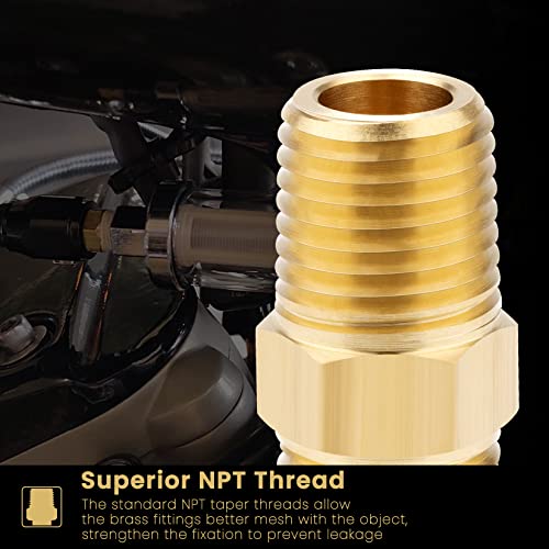 KOOTANS 1/4 NPT x 1/4 NPT Male Solid Brass Hex Nipples, Heavy Brass Pipe Adapter Fittings Equal Nipples Connectors 4Pieces - Image 4