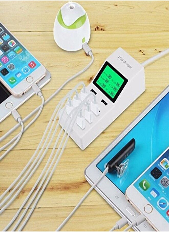Generic - 40W USB Charger 8-Port USB Hub Charging Stations with LCD Display Smart Fast Charger with 5ft/150cm Long Power Cord Adapter - Image 1