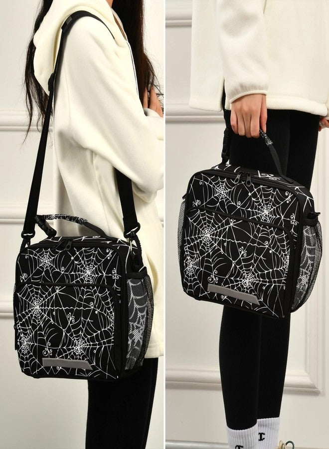 Glaphy Halloween Spider Web Lunch Bag Insulated Black Lunch Box Cooler Cooling Tote Food Container for Adults Men Women - Image 5