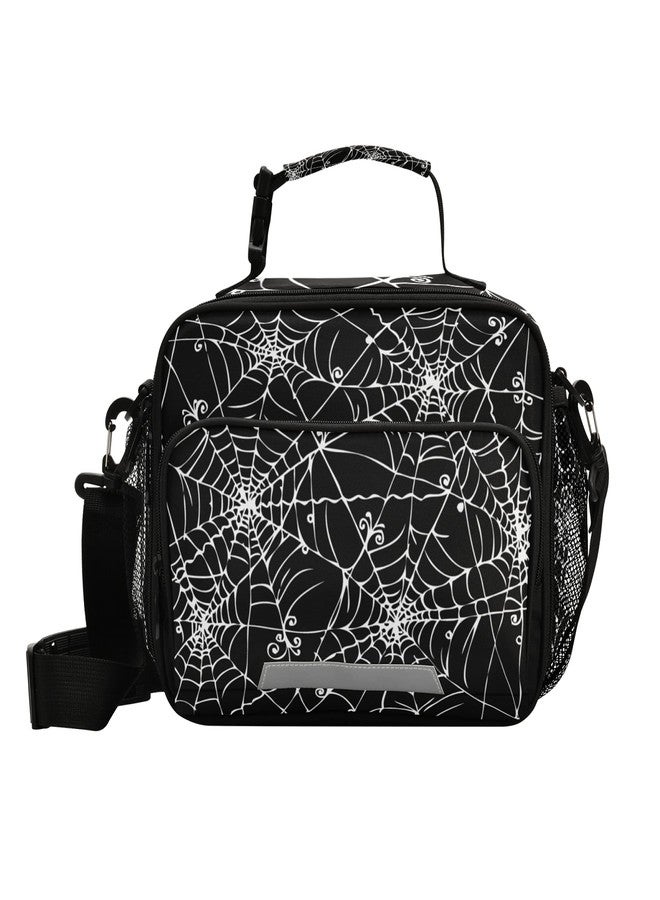 Glaphy Halloween Spider Web Lunch Bag Insulated Black Lunch Box Cooler Cooling Tote Food Container for Adults Men Women - Image 1