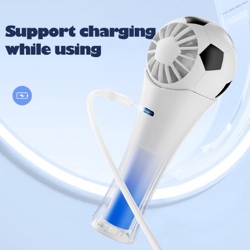 Soccer Shaped Handheld Fan, Portable USB Rechargeable Mini Fan, Lightweight Stadium Fan for Game Day, Travel, Outdoor, 2026 Football Event Gifts - Image 5