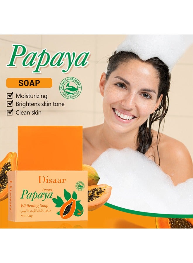ديسار صابون البابايا ، ترطيب البشرة ، مضاد للجفاف ، ترطيب ، صابون بابايا للوجه والجسم ، صابون بفيتامين أ ، ج ، ه 120 جم - Image 2