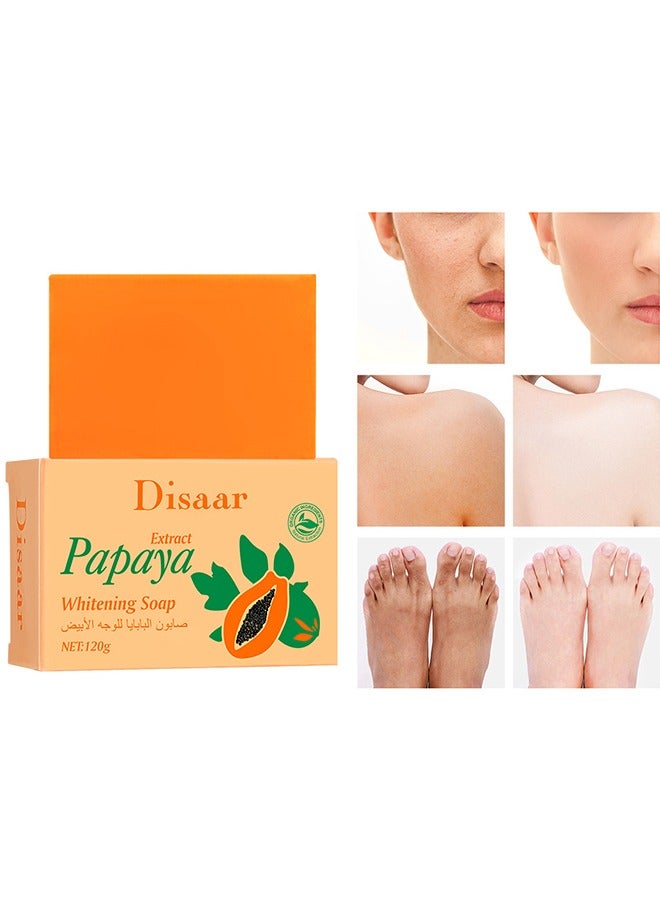 ديسار صابون البابايا ، ترطيب البشرة ، مضاد للجفاف ، ترطيب ، صابون بابايا للوجه والجسم ، صابون بفيتامين أ ، ج ، ه 120 جم - Image 1