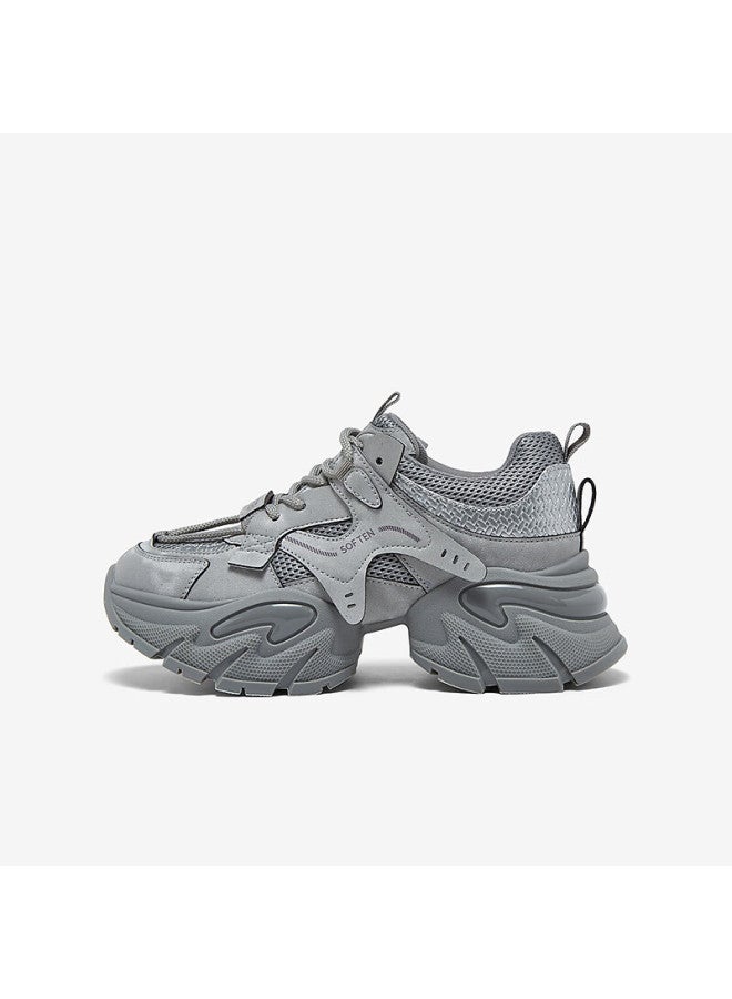 Basto 26 Spring Dad Sneakers Trendy Sports Thick-soled Height-increasing Women's Casual Shoes G8897am6 Gray Size 37 - Image 1