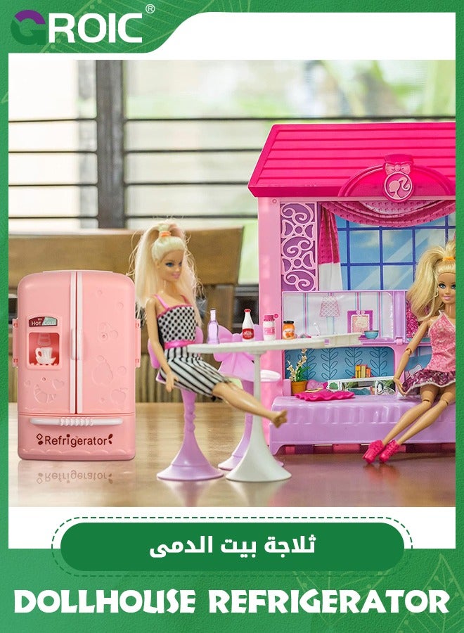 GROIC 35PCS Dollhouse Refrigerator Mini Fridge Toy with Mini Food Set, Kitchen Furniture Food Toys Dollhouse Miniatures, Decorations Bottles Fruits Desserts for Children - Image 4