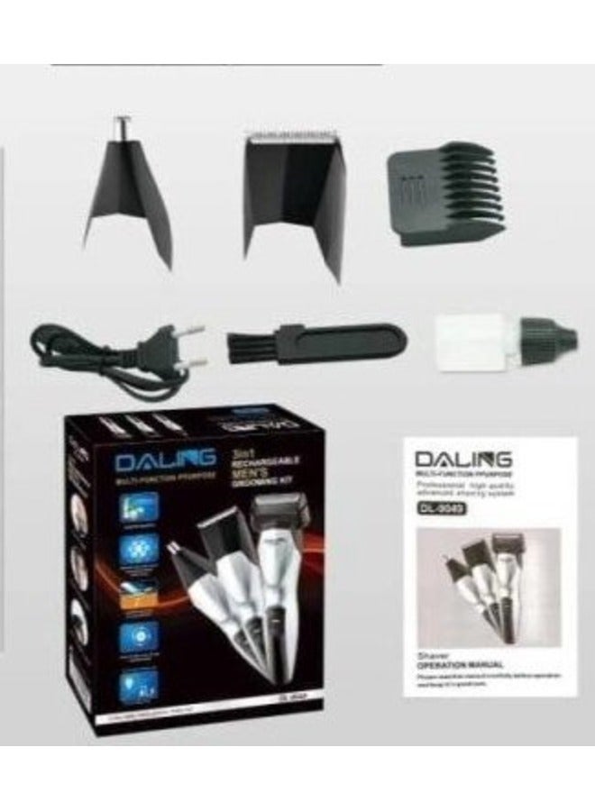 Daling 3-In-1 Rechargable Clipper And Trimmer Black/Silver - Image 3