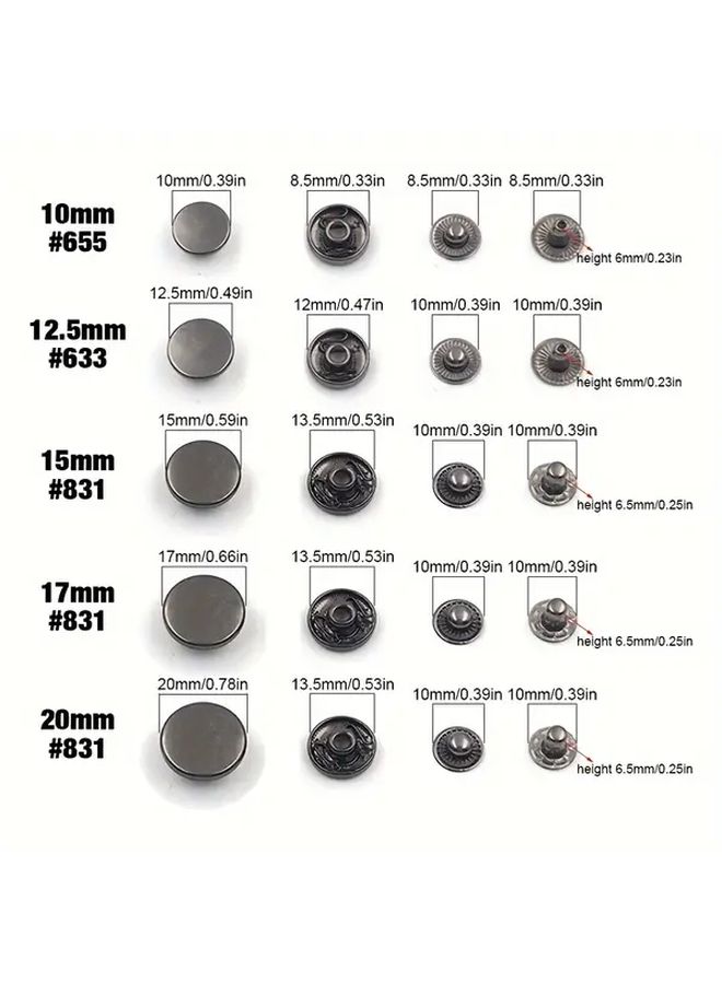 25pcs 35pcs Metal Four Prong Snap Fastener Tool Set Size 17mm 35sets Mix 7 Colors - Image 2