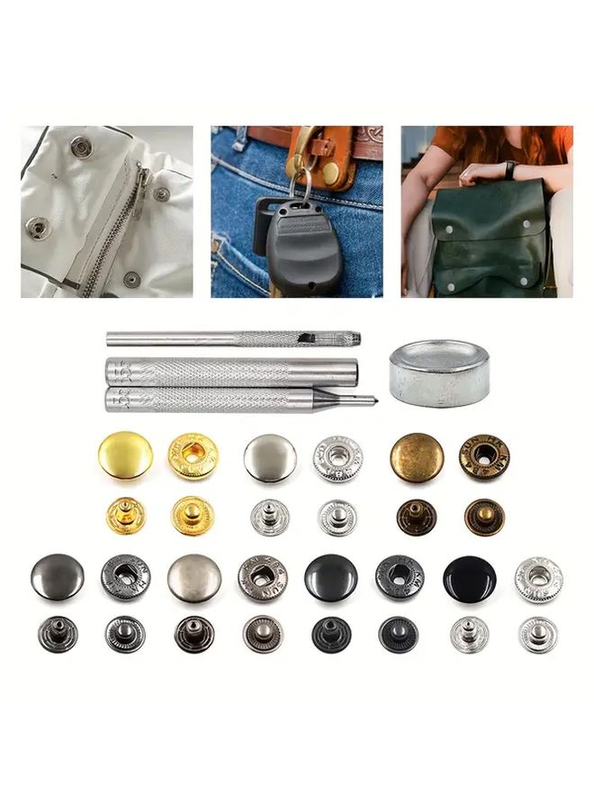 25pcs 35pcs Metal Four Prong Snap Fastener Tool Set Size 17mm 35sets Mix 7 Colors - Image 1