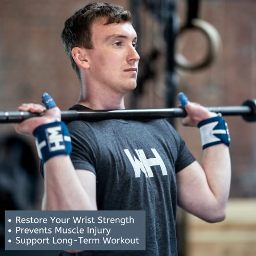 Weightlifting House Wrist Wraps, Straps for Weightlifting Men and Women - Professional 18" Gym Wrist Support with Thumb Loop Strength for Weight Lifting (Blue and White) - Image 5