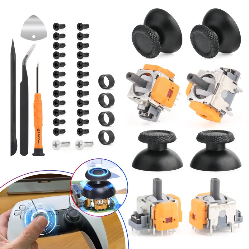 YWLRONG Joysticks for PS5 Hall Effect Joystick Replacement for Sony PlayStation 5 PS5 3D Analog Sensor Module for PS5 Joystick Thumb Stick Controller Accessories Parts with Repair Tools(4Pack) - Image 1
