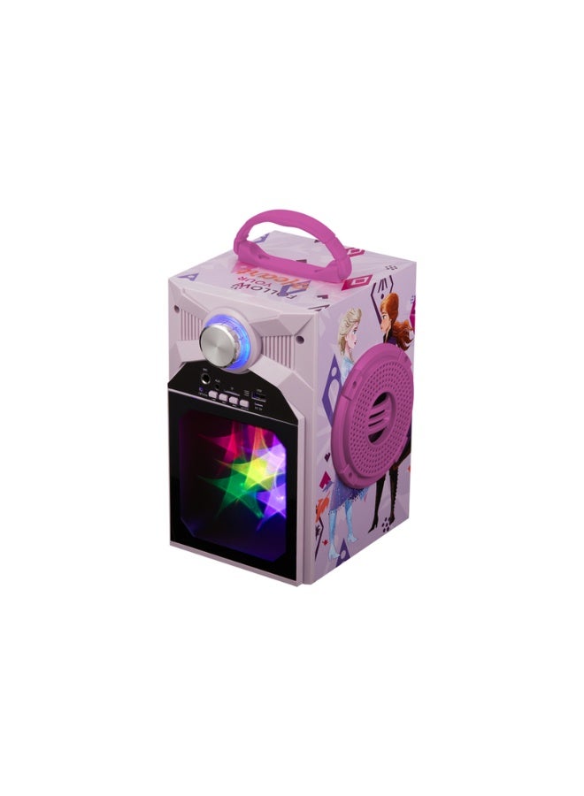 SMD Disney Frozen Classic LED Stars Karaoke Machine with Microphone | Kids karaoke machine with LED star lights, microphone, built-in music features, and fun singing experience for parties and playtime - Image 1