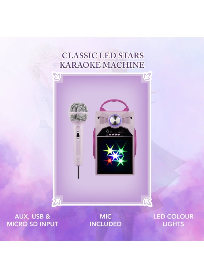 SMD Disney Frozen Classic LED Stars Karaoke Machine with Microphone | Kids karaoke machine with LED star lights, microphone, built-in music features, and fun singing experience for parties and playtime - Image 4
