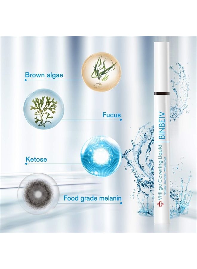 BINBEIV Vitiligo Cosmetic Camouflage Liqui, Cover appearance of Skin Depigmentation, Natural-Durable-Waterproof, Makeup Cover Waterproof, Used on face, hands and body - Image 4