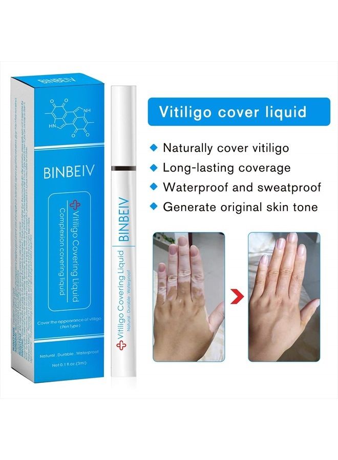 BINBEIV Vitiligo Cosmetic Camouflage Liqui, Cover appearance of Skin Depigmentation, Natural-Durable-Waterproof, Makeup Cover Waterproof, Used on face, hands and body - Image 3