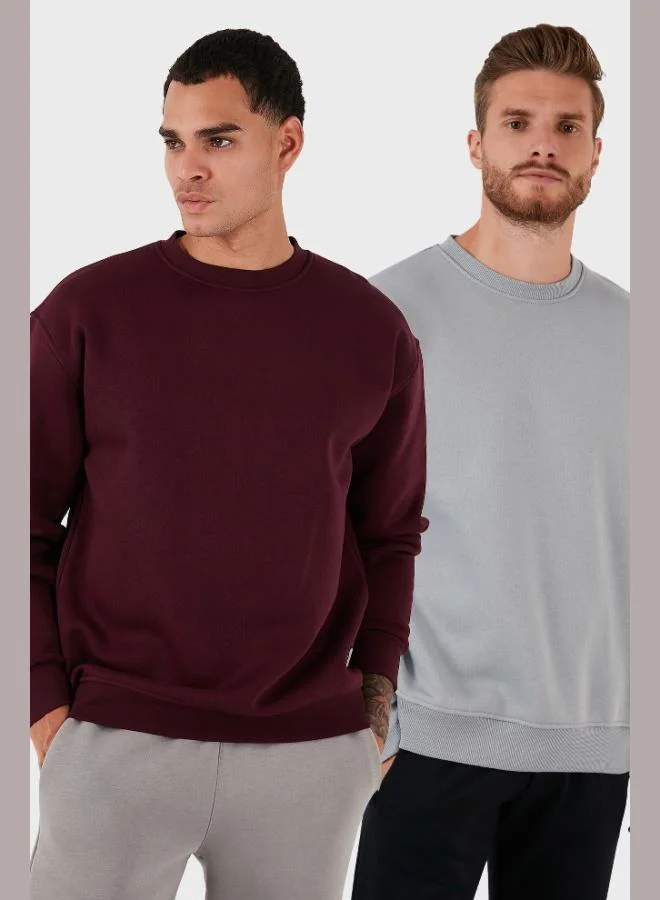 Buratti Buratti Regular Fit Crew Neck Fleece Lined 2-Pack Men's Sweatshirt 5905255S2