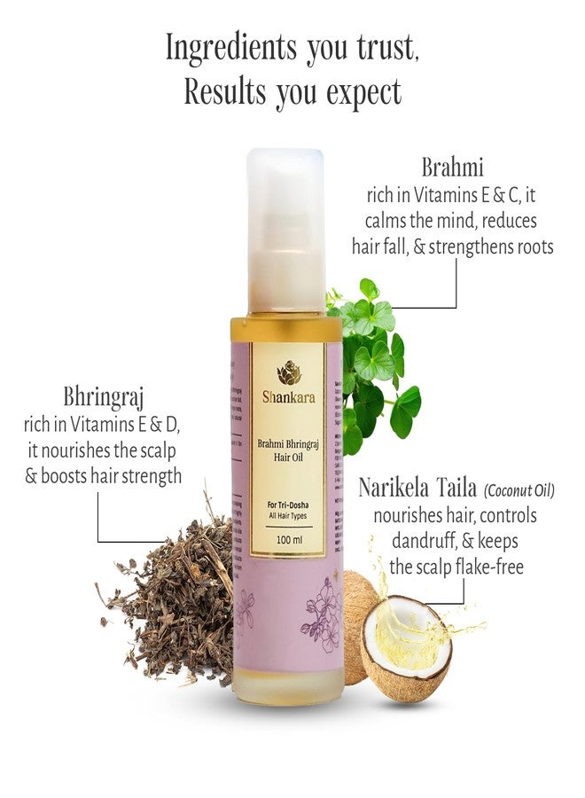 Shankara Brahmi Bhringraj Taila | Ayurvedic Hair Oil with Brahmi, Bhringraj, Coconut and Sesame Oils | Herbal Hair Oil for Scalp Nourishment, Shine and Hair Texture | Organic | 100ml - Image 3