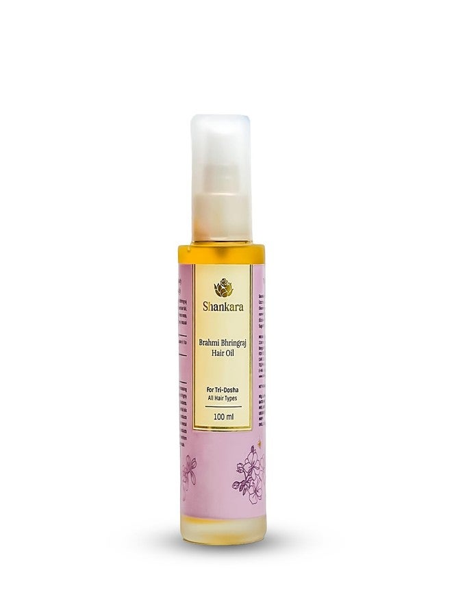 Shankara Brahmi Bhringraj Taila | Ayurvedic Hair Oil with Brahmi, Bhringraj, Coconut and Sesame Oils | Herbal Hair Oil for Scalp Nourishment, Shine and Hair Texture | Organic | 100ml - Image 1