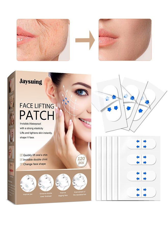 جايسوينغ 120 قطعة رقعة شد الوجه ، شريط وجه قابل للتمدد غير مرئي ، للذقن المزدوجة للعيون تجاعيد الوجه المزدوجة الذقن - Image 1