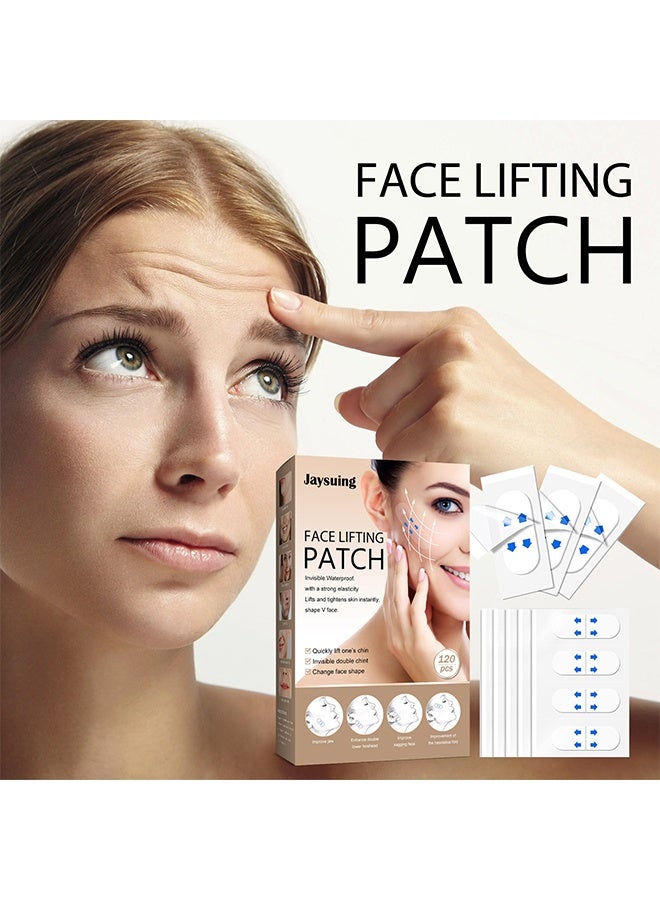 جايسوينغ 120 قطعة رقعة شد الوجه ، شريط وجه قابل للتمدد غير مرئي ، للذقن المزدوجة للعيون تجاعيد الوجه المزدوجة الذقن - Image 2