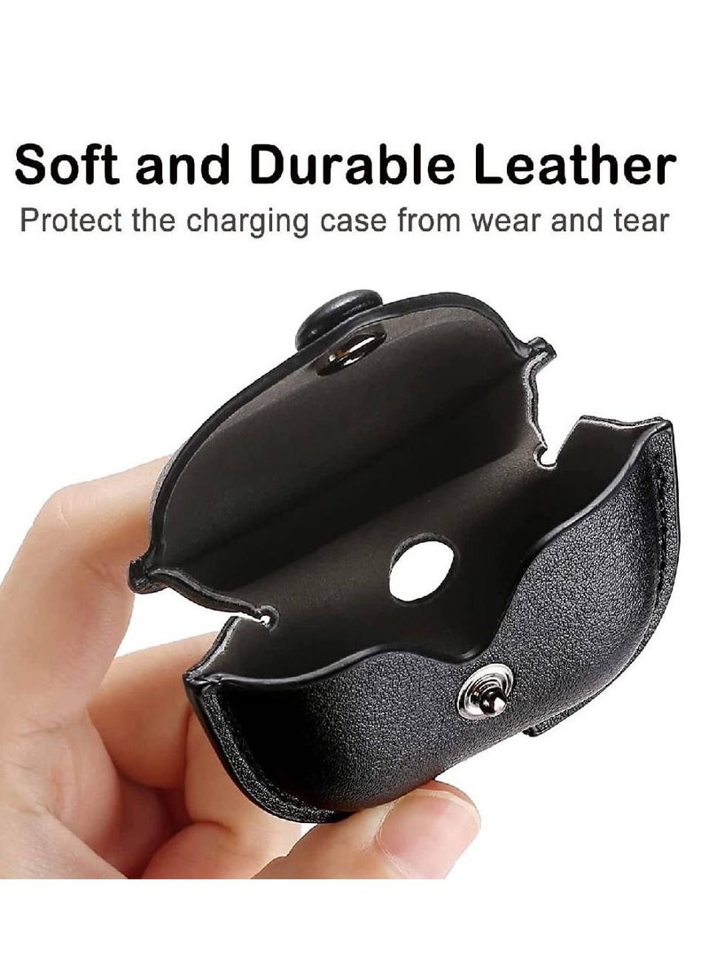 Generic - Leather Protective Case Skin Cover with Keychain and Lock For Apple Airpod 3 Case Women Men Black - Image 1