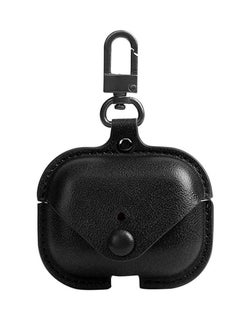 Leather Protective Case Skin Cover with Keychain and Lock For Apple Airpod 3 Case Women Men Black