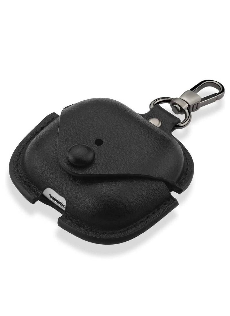 Generic - Leather Protective Case Skin Cover with Keychain and Lock For Apple Airpod 3 Case Women Men Black - Image 1