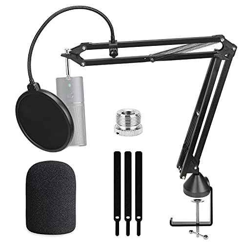 WIBOND For Razer Seiren X Boom Arm with Pop Filter, Reduce Wind Noises Mic Cover and Cable Ties - Professional Mic Stand, 3/8" to 5/8" Adapter Compatible with Other Microphone - Image 1