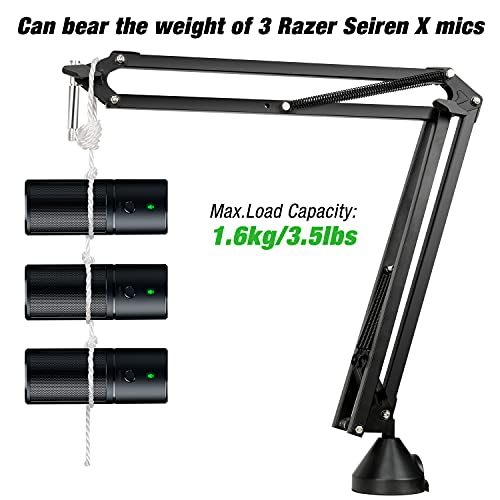 WIBOND For Razer Seiren X Boom Arm with Pop Filter, Reduce Wind Noises Mic Cover and Cable Ties - Professional Mic Stand, 3/8" to 5/8" Adapter Compatible with Other Microphone - Image 2