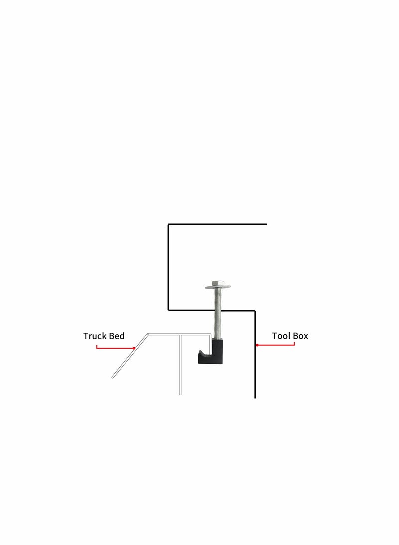 Generic Aluminum Mounting Clamps for Pickup Truck Tool Box Mount Tie Downs Easy Mount J Hook Crossover Tool box Pickup Mounting Kit (4pcs) - Image 5