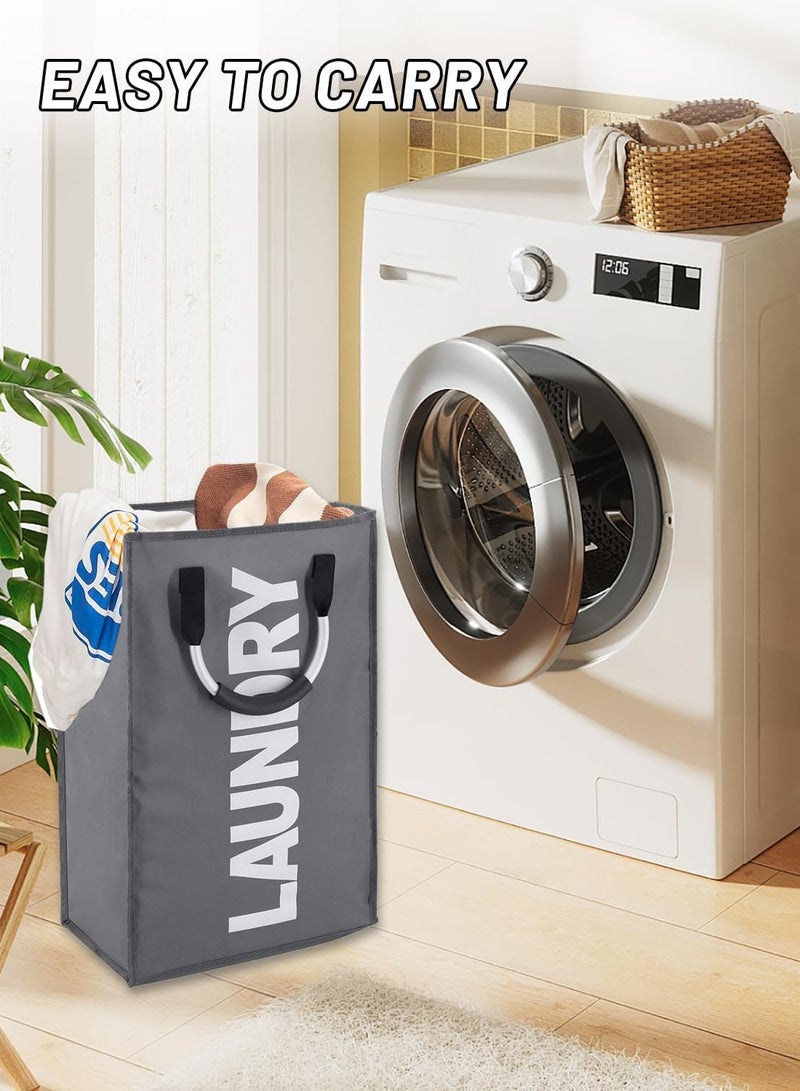 راكسوم سلة غسيل كبيرة، سلة غسيل كبيرة، حقيبة غسيل قابلة للطي، سلة ملابس طويلة قائمة بذاتها، صندوق غسيل قابل للطي، لغرف النوم وغرفة الغسيل والحمام - Image 1