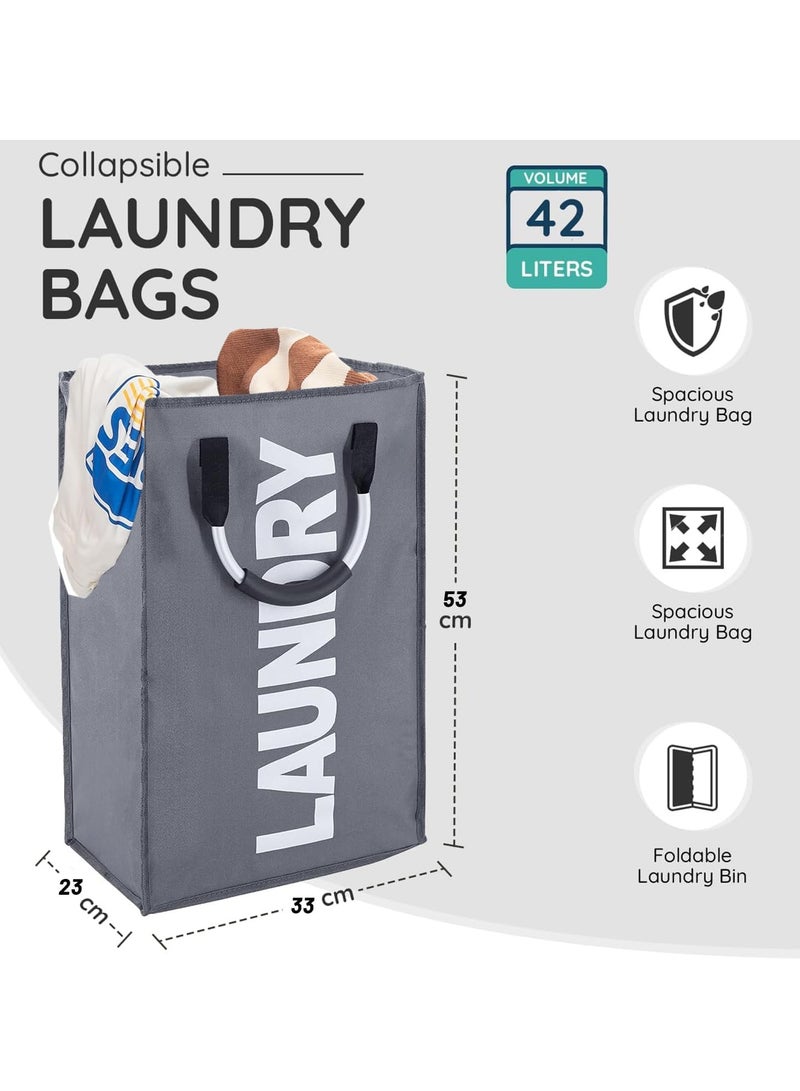 راكسوم سلة غسيل كبيرة، سلة غسيل كبيرة، حقيبة غسيل قابلة للطي، سلة ملابس طويلة قائمة بذاتها، صندوق غسيل قابل للطي، لغرف النوم وغرفة الغسيل والحمام - Image 2