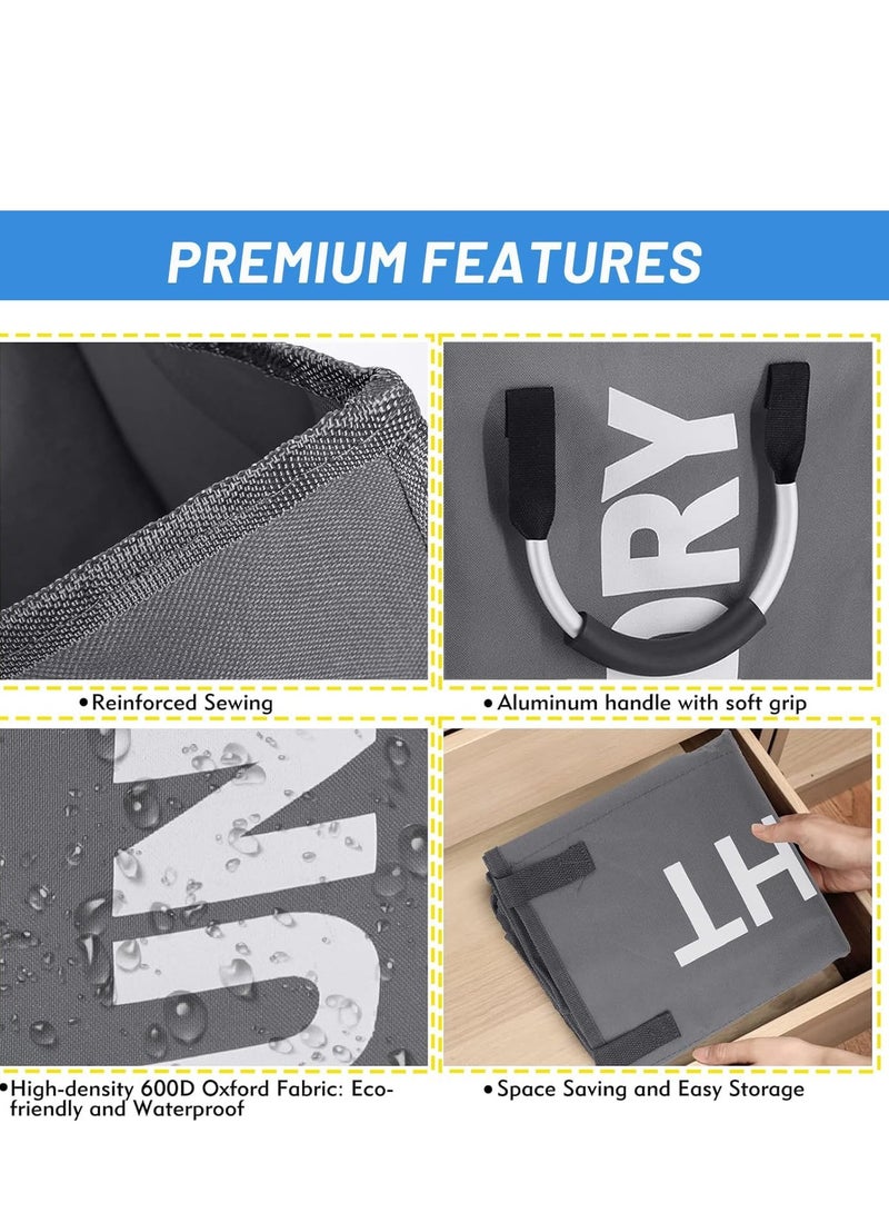 راكسوم سلة غسيل كبيرة، سلة غسيل كبيرة، حقيبة غسيل قابلة للطي، سلة ملابس طويلة قائمة بذاتها، صندوق غسيل قابل للطي، لغرف النوم وغرفة الغسيل والحمام - Image 4