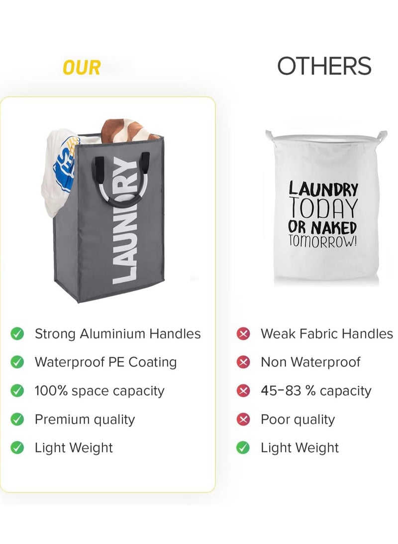 راكسوم سلة غسيل كبيرة، سلة غسيل كبيرة، حقيبة غسيل قابلة للطي، سلة ملابس طويلة قائمة بذاتها، صندوق غسيل قابل للطي، لغرف النوم وغرفة الغسيل والحمام - Image 5