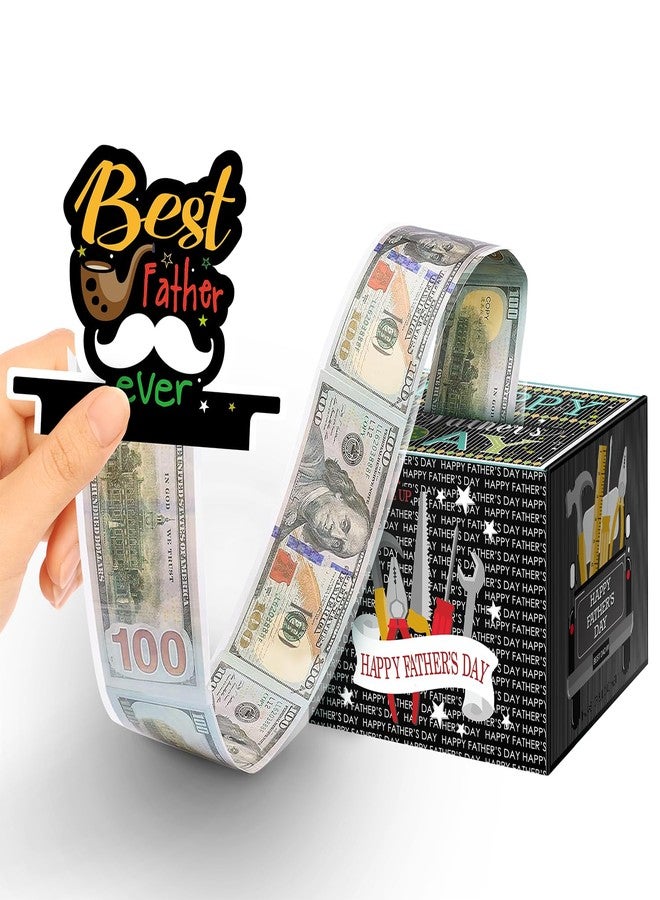 Linelglobal Father's Day Gift Box for Cash Gift, Pull Put Money Box, Surprise Cash Holder for Dad - Black - Image 1