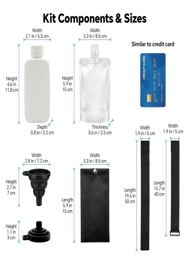 Prelady 20 Pcs Urine Test Complete Kit - 10 Urine Temperature Test Strips, 2 Slim HDPE Bottles, 4 Disposable Water Bags, Hi-Stretch Hidden Strap & Foldable Funnel，Urine Bottle Kit Test Practice at Home - Image 2