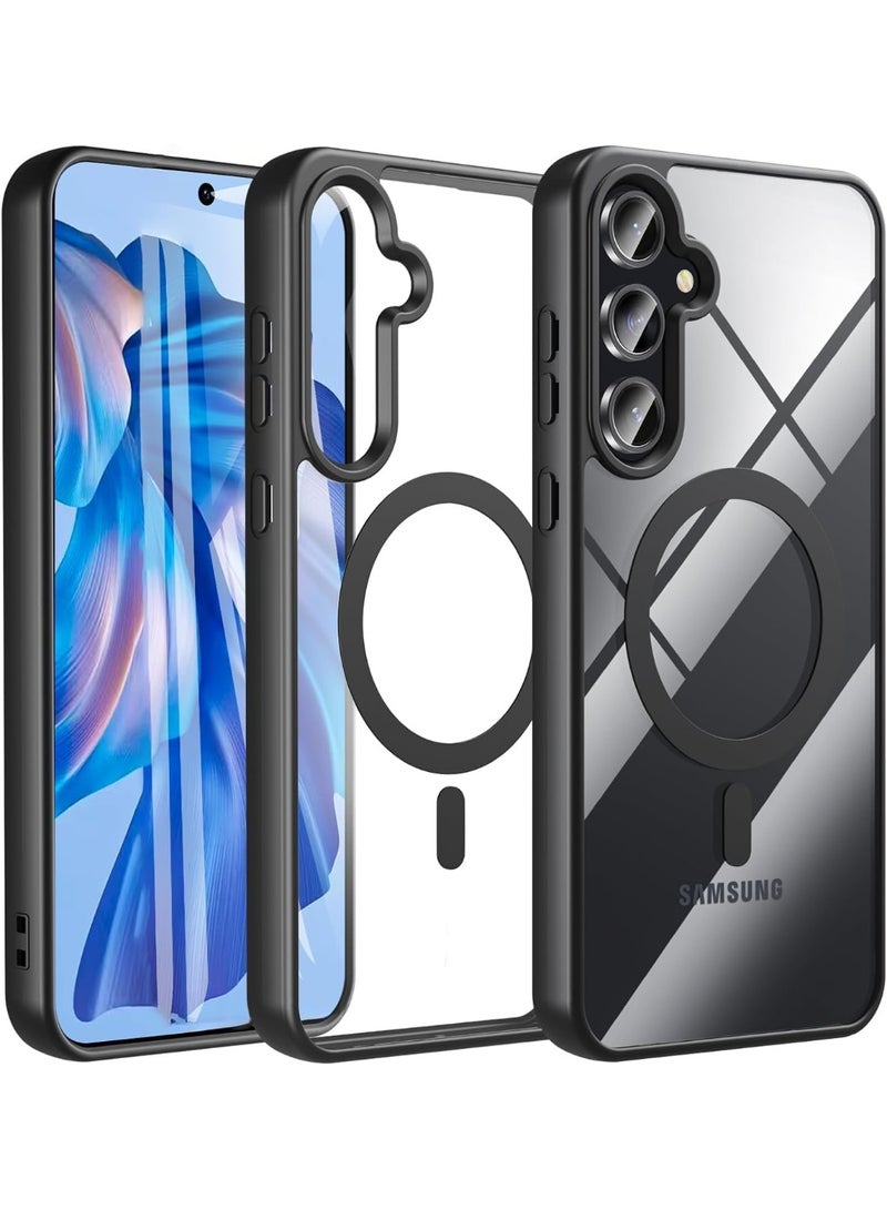 جراب مغناطيسي لهاتف سامسونج جالاكسي A16 [متوافق مع MagSafe] [مقاوم للصدمات] غطاء خلفي شفاف، جراب نحيف (أسود) - Image 1